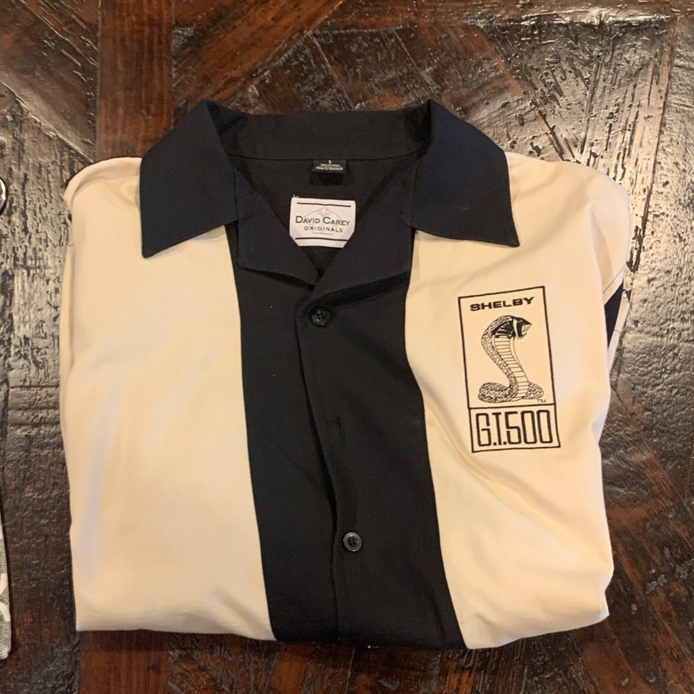 Shelby GT500 Graphic Casual Button Down Shirt - Cream with Black Print